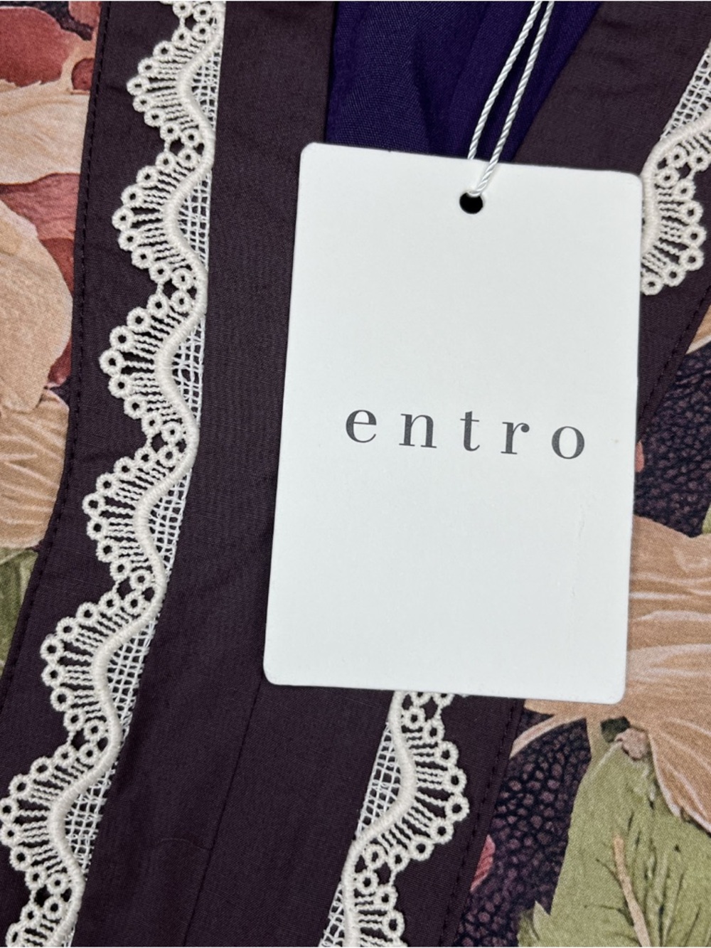 entro Floral Flutter Sleeve Tunic Dress - Brown, Olive, Dusty Rose - Picture 9 of 15